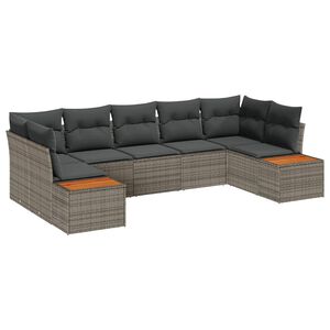vidaXL Tuinbankenset 7 st 7-Aantal zitplaatsen Grijs Polyrattan