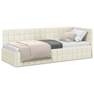 vidaXL Hoekbedframe met hoofdeinde Cr&egrave;me 80 cm x 200 cm Fluweel