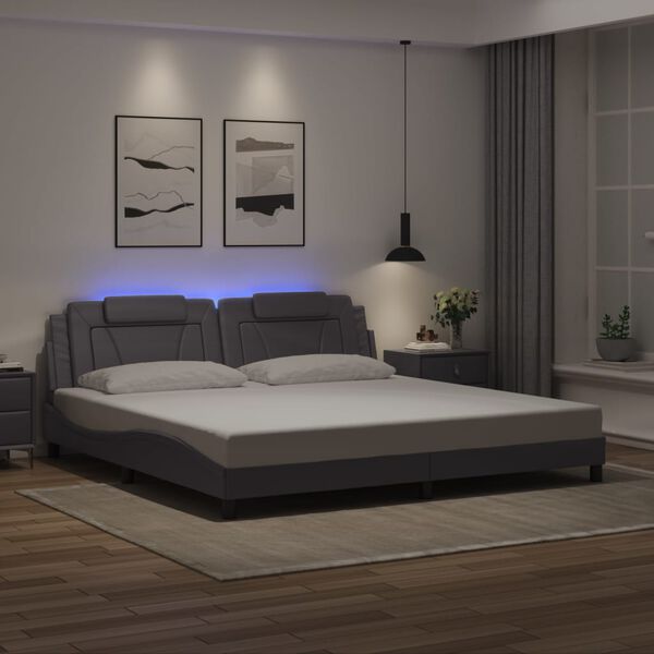 vidaXL Bedframe "Viana" met LED zonder matras grijs 200x200 cm