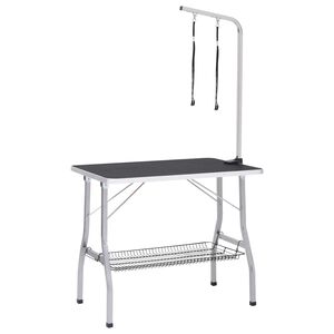 vidaXL Hondentrimtafel verstelbaar met 2 lussen en opbergschap