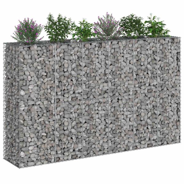 vidaXL Gabion Verhoogd Bed 3 pcs Zilver 250 x 50 x 150 cm