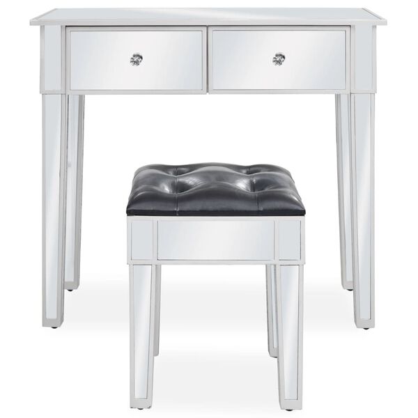 vidaXL Kaptafel gespiegeld met kruk MDF en glas