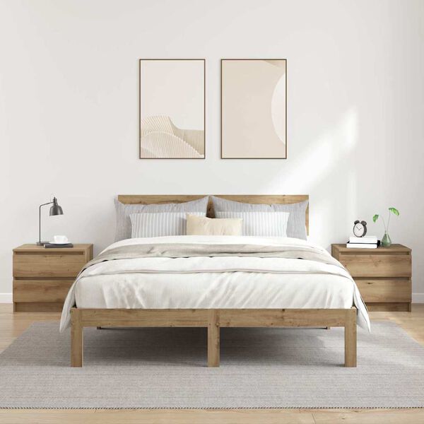 vidaXL Nachtkastjes 2 st 50x40x43.5 cm bewerkt hout artisanaal eiken
