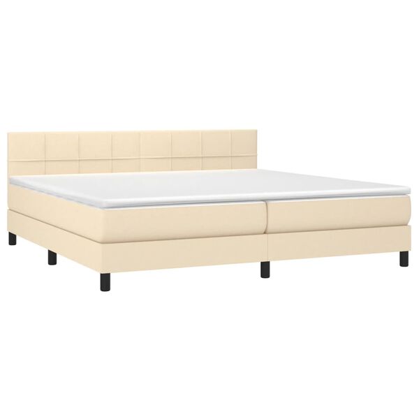 vidaXL Boxspring met matras stof cr&egrave;mekleurig 200x200 cm