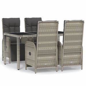vidaXL 5-delige Tuinset met kussens poly rattan grijs