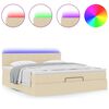 vidaXL Ottoman bed met matras en LED's 160x200cm stof crèmekleurig