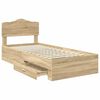 vidaXL Bedframe met hoofdeinde Sonoma Eiken 90 x 190 cm Bewerkt hout