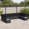 vidaXL Tuin Sofa Set met kussen 10 pcs Zwart Poly Rattan