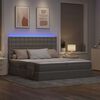vidaXL Bed met LED-striplichten met hoofdeinde Taupe 200 x 200 cm Stof