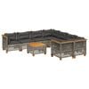 vidaXL 9-delige Loungeset met kussens poly rattan grijs
