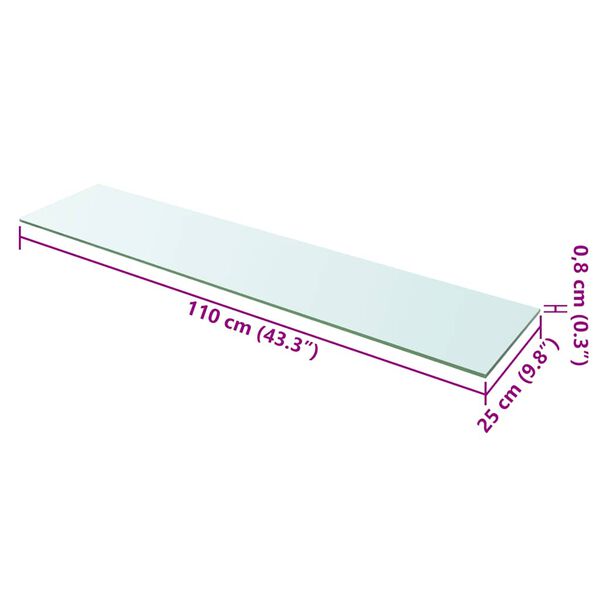 vidaXL Schappen 2 st 110x25 cm glas transparant