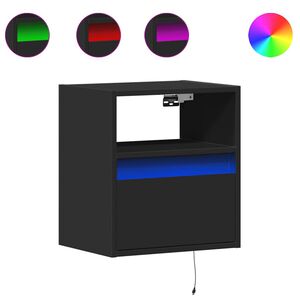 vidaXL Nachtkastjes met LED's 2 st wandgemonteerd zwart