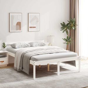 vidaXL Seniorenbed massief grenenhout wit 140x190 cm
