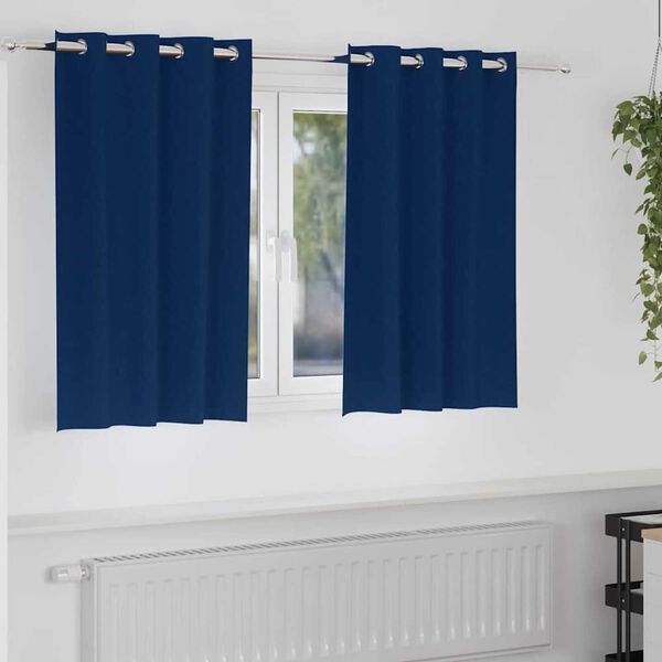 vidaXL Zwart-out Gordijnen met Ringen 2 pcs Donkerblauw 140 x 140 cm