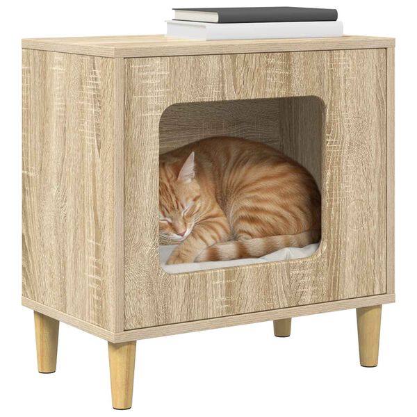 vidaXL Kattenhuis Sonoma 51 x 30 x 52 cm Bewerkt hout