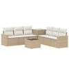 vidaXL Bankstel 8 st Beige en Cr&egrave;me Wit Poly Rattan en Staal