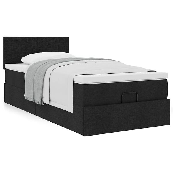 vidaXL Bed met matras 100x200 cm stof zwart