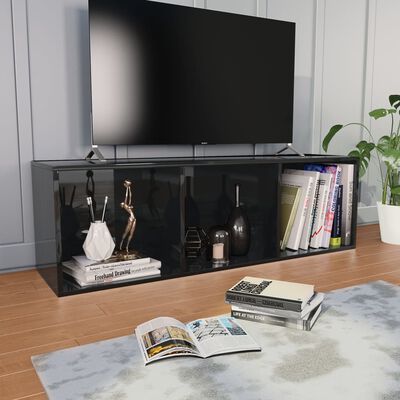 vidaXL Boekenkast/tv-meubel 36x30x114 cm bewerkt hout hoogglans zwart