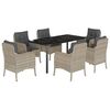 vidaXL 7-delige Tuinset met kussens poly rattan grijs