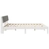 vidaXL Bedframe Wit en lichtgrijs 200 x 200 cm Massief grenenhout