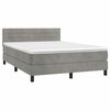 vidaXL Boxspring met matras fluweel lichtgrijs 140x190 cm