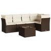 vidaXL 6-delige Loungeset met kussens poly rattan bruin
