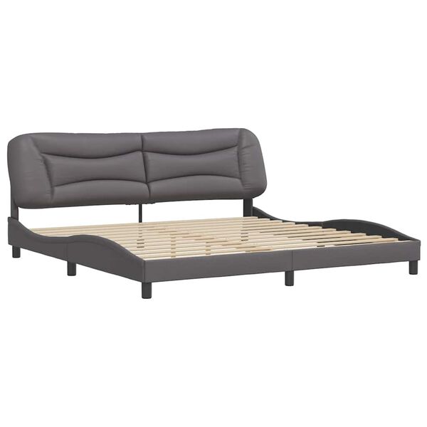 vidaXL Bedframe zonder matras "Hvar" kunstleer grijs 200x200 cm