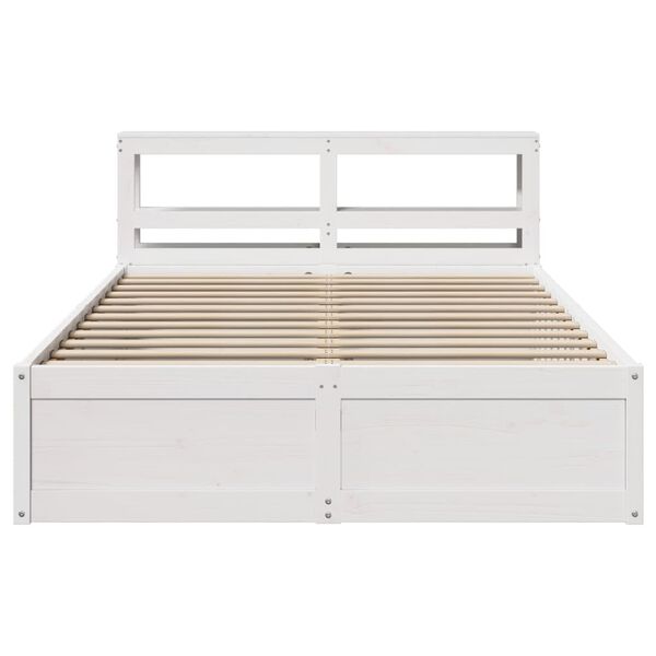 vidaXL Bedframe met hoofdbord massief grenenhout wit 150x200 cm