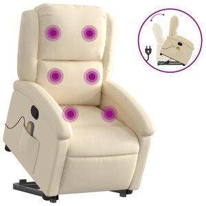 vidaXL Sta-op-massagestoel verstelbaar stof cr&egrave;mekleurig