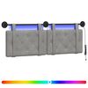 vidaXL Hangend hoofdbord Met LED-verlichting Lichtgrijs Fluweel