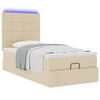 vidaXL Ottoman bed met matras en LED's 90x190cm stof cr&egrave;mekleurig