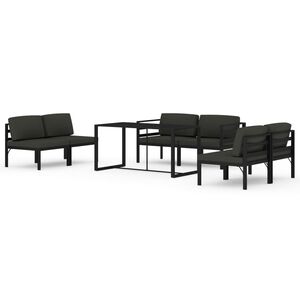 vidaXL 7-delige Loungeset met kussens aluminium antracietkleurig
