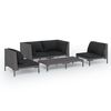 vidaXL 5-delige Loungeset met kussens poly rattan donkergrijs