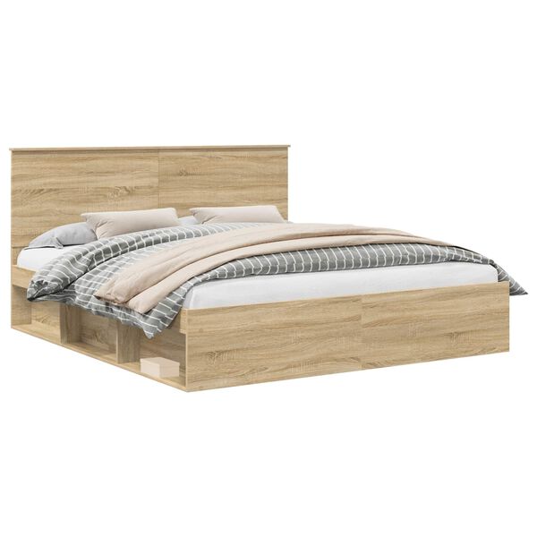 vidaXL Bedframe met hoofdeinde Sonoma 180 x 200 cm Massief grenenhout