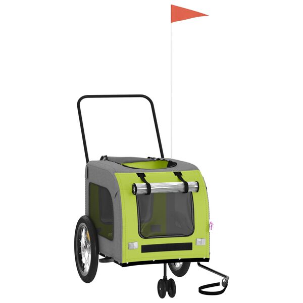 vidaXL Hondenfietstrailer oxford stof en ijzer groen en grijs