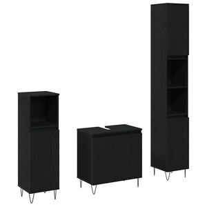 vidaXL Badkamermeubelset met opslag 3 pcs Zwart Eiken 30 x 30 x 190 cm