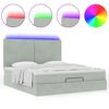 vidaXL Ottoman bed met matrassen en LED's 180x200cm fluweel lichtgrijs