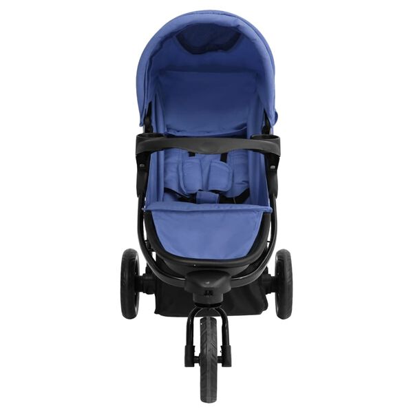 vidaXL Kinderwagen met 3 wielen staal marineblauw en zwart