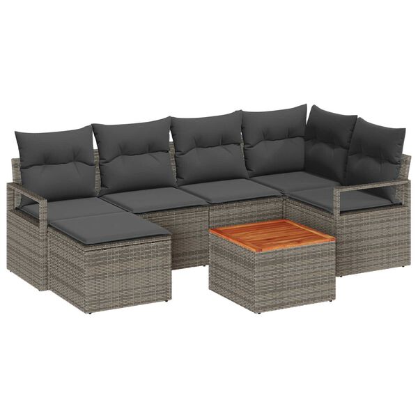 vidaXL Tuin Sofa Set 7 pcs Grijs