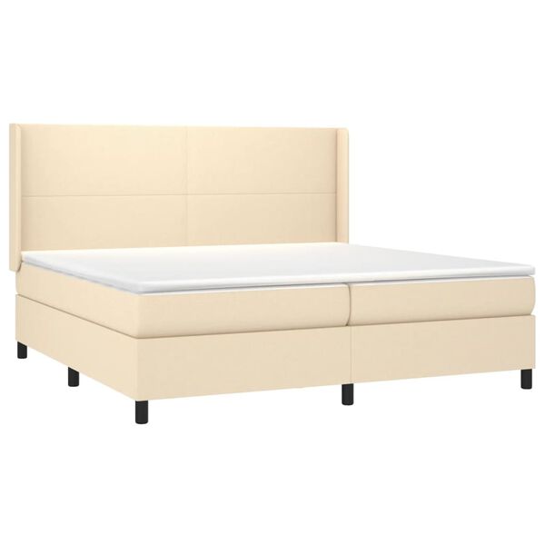vidaXL Boxspring met matras en LED stof cr&egrave;mekleurig 200x200 cm