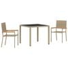 vidaXL Tuin eettafelset 3 st Beige poly rattan