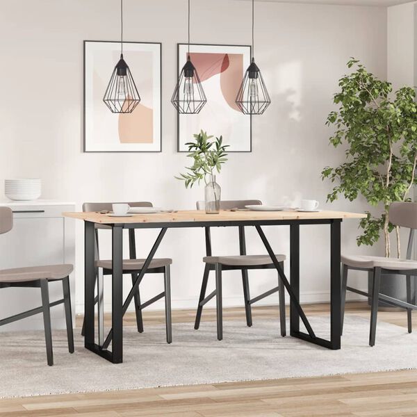 vidaXL Eettafel O-frame 160x80x75 cm massief grenenhout en staal