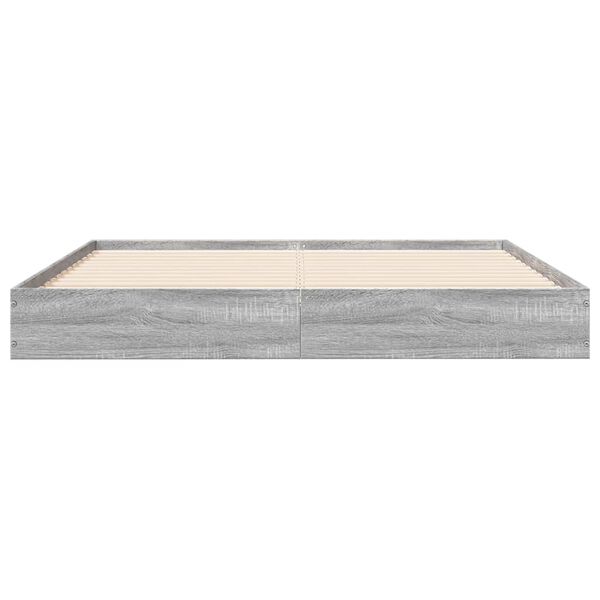 vidaXL Bedframe bewerkt hout grijs sonoma eikenkleurig 135x190 cm