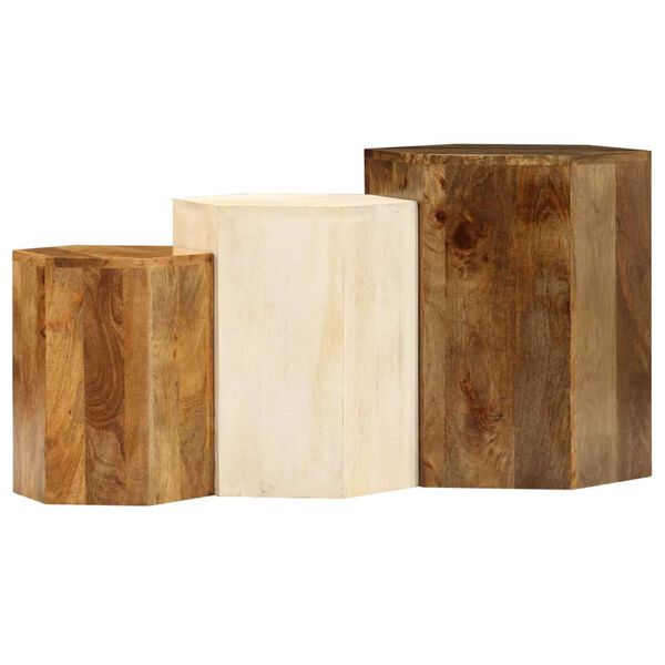 vidaXL 3-delige Salontafelset massief mangohout