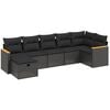 vidaXL 7-delige Loungeset met kussens poly rattan zwart