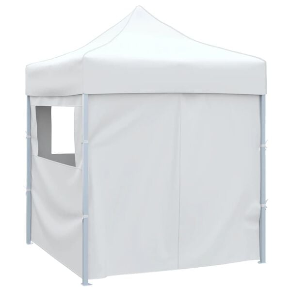 vidaXL Partytent met 4 zijwanden inklapbaar 2x2 m staal wit