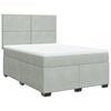 vidaXL Boxspring met matras fluweel lichtgrijs 160x200 cm
