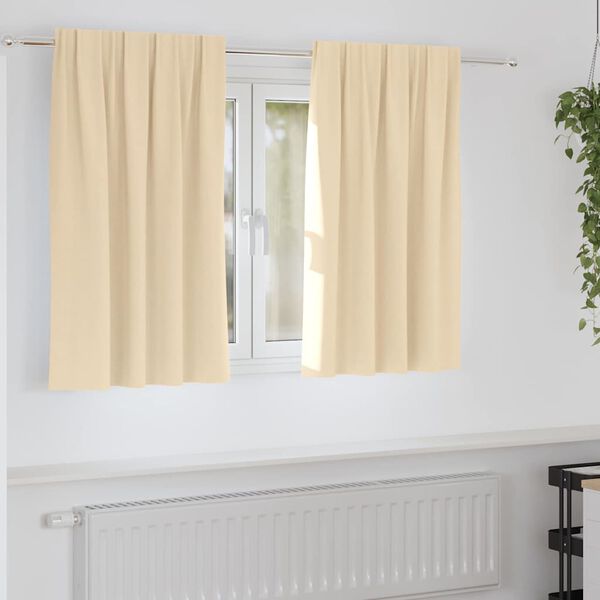 vidaXL Zwart-out Gordijnen met Ringen 2 pcs Cr&egrave;me 140 x 140 cm