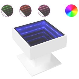 vidaXL Salontafel met LED 50x50x45 cm bewerkt hout wit