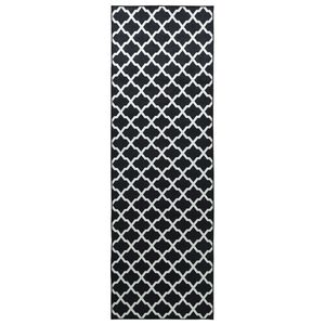 vidaXL Vloerkleedloper LESAKA Zwart en wit 100 x 450 cm Diamantvelours
